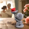 thumbnail image 5 of Decoración del hogar, decoración de habitaciones, decoración de pared, flor eterna, regalo del Día de la Madre, pequeño ramo de terciopelo, figurita de oso, decoración para cúpula de cristal con rosa, 5 of 5
