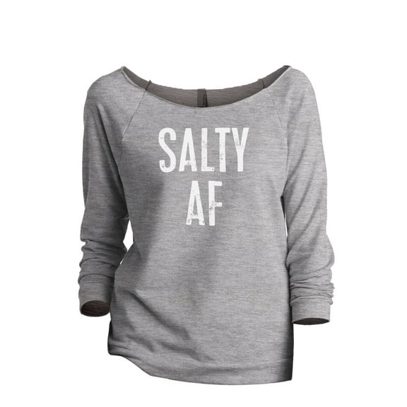 Thread Tank Salty AF Women's Slouchy 3/4 Sleeves Raglan Sweatshirt Sport Grey Small
