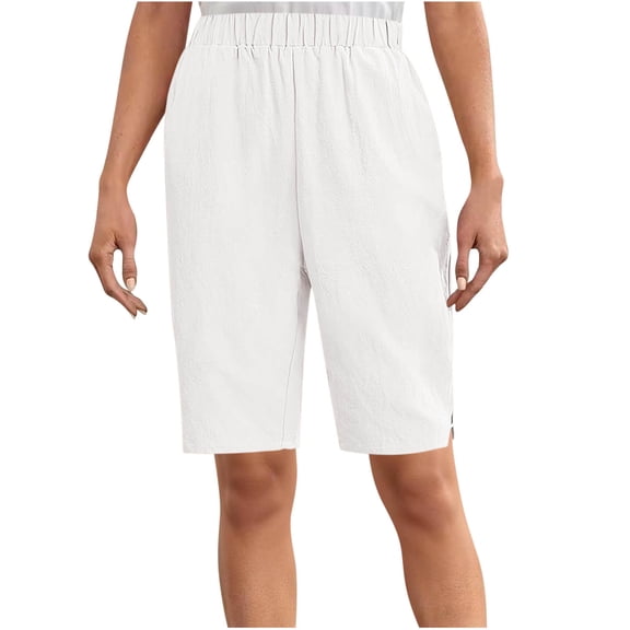 Busydd Women's Shorts with Pockets Comfy Elastic Waist Summer Shorts for Women Casual Solid Color Womens Shorts