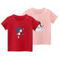 thumbnail image 1 of Tauxra Garçons Filles T-Shirts à Manches Courtes 2 Pack pour Enfants de 3 à 14 Ans Mélange de Coton Col Rond Hauts d'Été Doux T-Shirts Graphiques Multicolores Ensemble Décontracté, 1 of 2