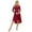 Burgundy, variant on TiaoBug Womens Long Sleeve Lyrical Dance Costumes Cutout Modern Contemporary Dance Dress Navy Blue S