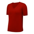 thumbnail image 5 of YEJIMAN Short Sleeve T-shirt, Red Shirt Women Trendy, Women's Round Neck Short Sleeved Loose T Shirt with A Knit Bottom Short Top,, 5 of 9