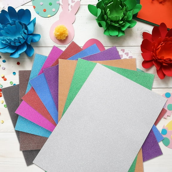 Phenofice Glitter Craft Paper Assorted Color For Diy Projects 20 Sheets 7.87x11.8Inches