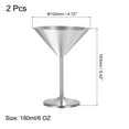 thumbnail image 2 of Uxcell Stainless Steel Martini Cocktail Glasses, 2Pack 180ml/6 OZ Unbreakable Martini Glasses, Red Wine Glass，Silver, 2 of 6