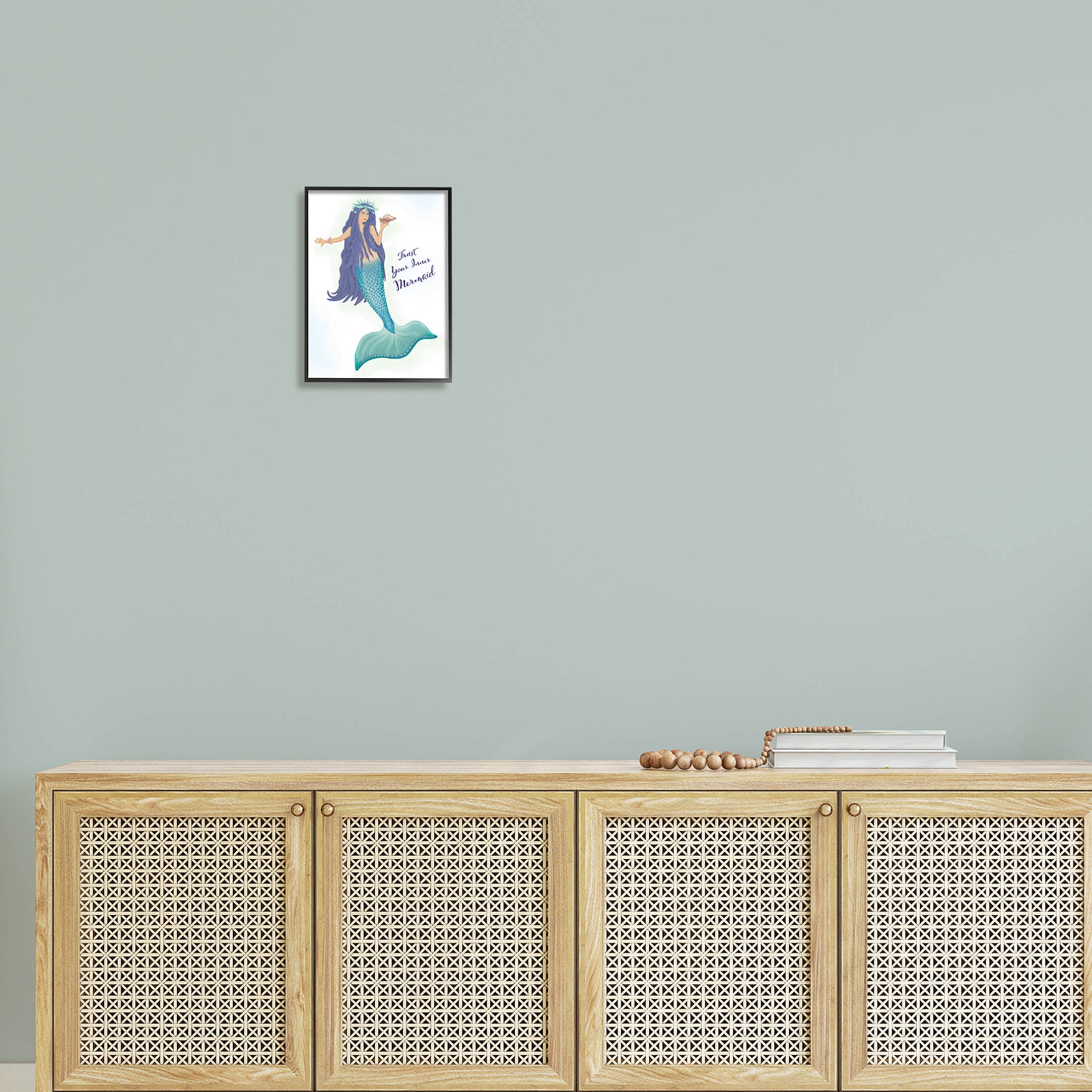 Trust Your Inner Mermaid Phrase Fairy Tales & Fantasy Graphic Art Black Framed Art Print Wall Art