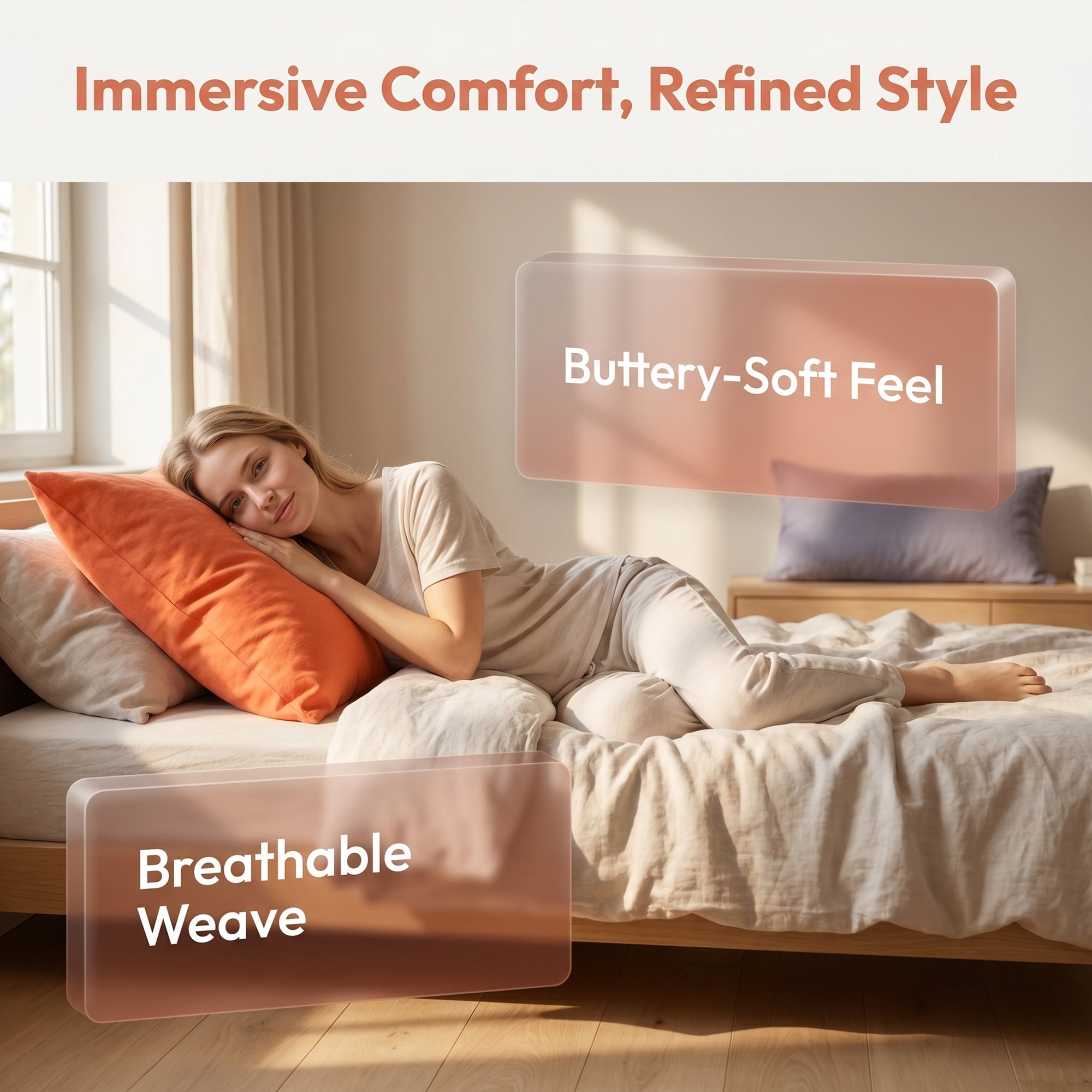 Unique Bargains 2 Pack Cotton Pillowcase Smooth Cooling Pillow Cases Envelope Closure Queen Gray - Orange