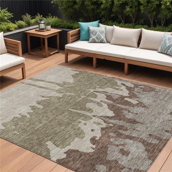 HomeRoots 613611 8 x 10 ft. Beige & Taupe Abstract Washable Indoor & Outdoor Rectangle Area Rug