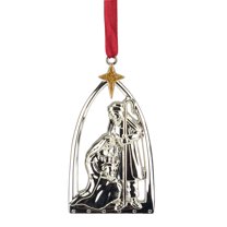 Northlight 3.5" Silver-Plated Nativity Scene Christmas Ornament with European Crystals