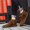 thumbnail image 4 of Xfvqtps Mens Ankle Boots British Lace up Comfortable Motorcycle Skin Casual Suede Sports Shoes Retro Martin Shoes Breathable Locomotive Tooling Shoe Brown, 4 of 8