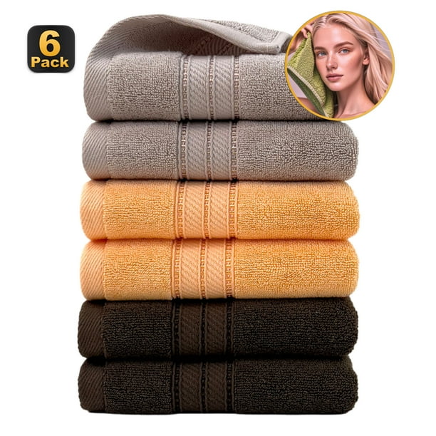 Toallas, toallas de baño, juego de 6 toallas de colores combinados, suaves y muy absorbentes, de 400 g/m², para baño, gimnasio, ducha, hotel y spa.