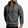 thumbnail image 5 of Quarter Zip Hoodie for Men Ghalytn Pullover Sweatshirt - Fleece Top with Sleeve Pocket, 5 of 6