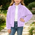 thumbnail image 6 of Edvintorg Girls Fleece Jacket Solid Color Stand Collar Casual Coat Fall Winter Long Sleeve Zip up Outerwear with Pocket Clothes for Teen Girls Size 4-15, 6 of 9