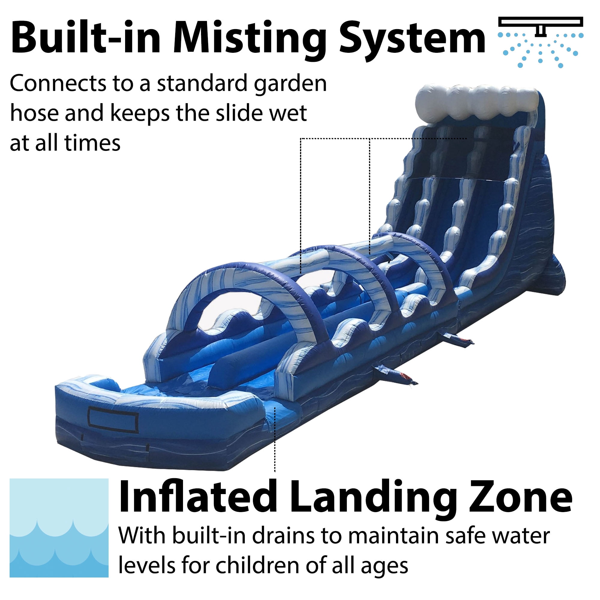 TentandTable Commercial Inflatable Water Slide with Splash and Ride Blue Marble with Blower