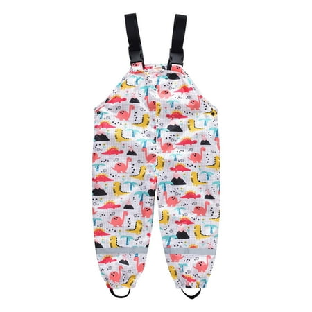 

YWDJ 2-11 Years Child Cartoon Sling Rain Pants For Boys Girls Play Water Assault Pants Pink 10-11 Years