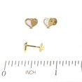 thumbnail image 3 of 18K Solid Yellow Gold Mother of Pearl and Zirconia Polished Heart Covered Screwback Earrings, 3 of 4