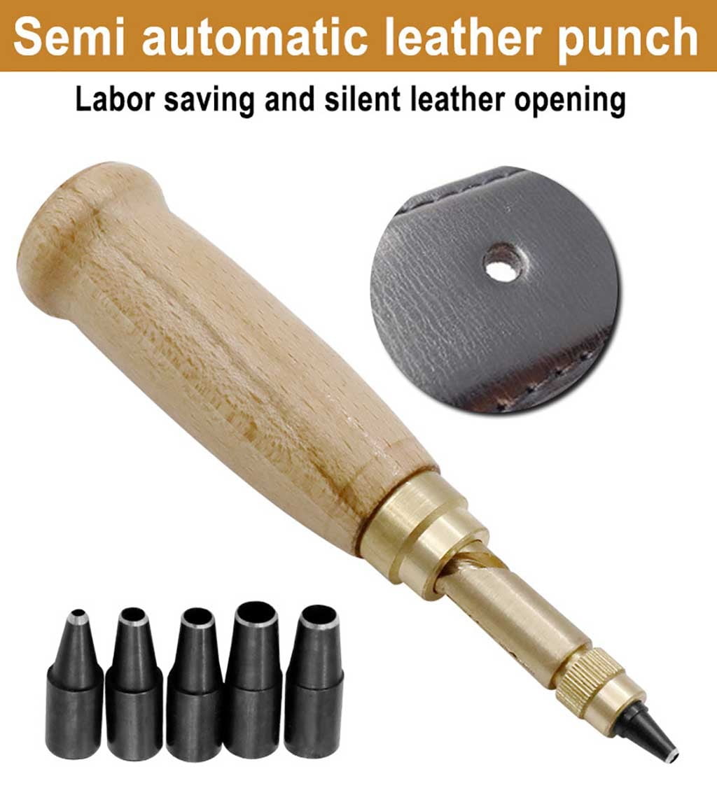 3 Set of Automatic Belts Mute Screw Rotary Hole Punch Steel Belt Hole Leather Tools