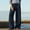 Navy, variant on Womens Workout Pants New Women's Spring and Summer Solid-Color Stretched-Waist Linen Casual Straight Pants Style B-32 Light Blue M