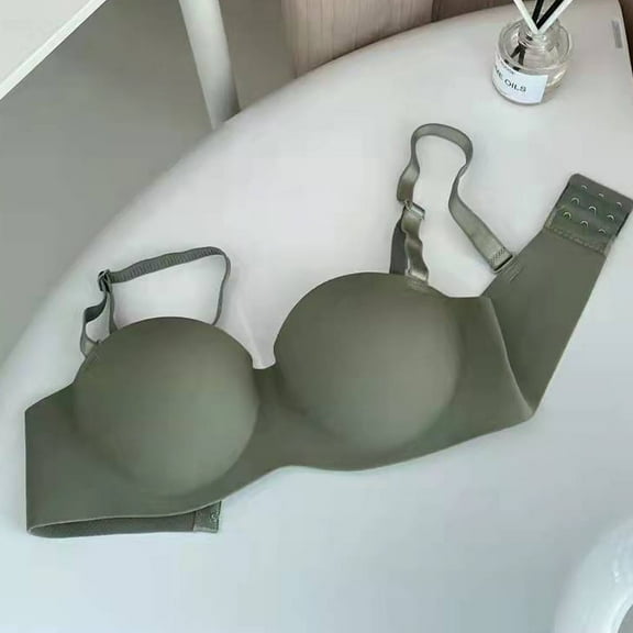 YWDJ Lounge Bras for Women Comfort Closure in Back Comfy Bras No Wire Lounge Bras Wide Strap Half Cup Push up Seamless Comfortable Bras Padded Comfort Bras Wrap Solid Bras Green M