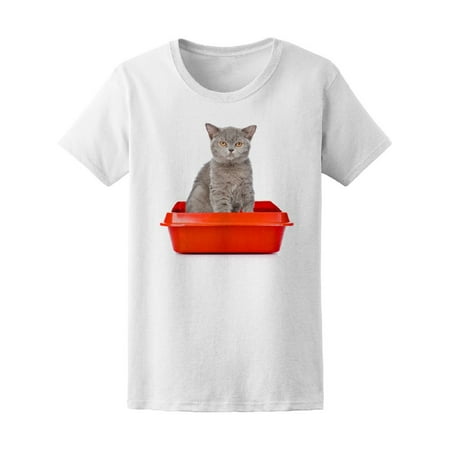 Adult Cat Sitting In Litter Box Tee Women's -Image by
