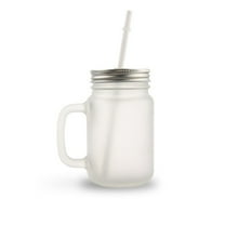 Blank Frosted Mason Jar with Handle, Lid & Straw for Sublimation and Heat Transfer Printing