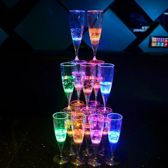 Taza luminosa LED creativa, taza de champán para bar KTV, taza de plástico con base alta, juego de tazas para cócteles y vinos extranjeros
