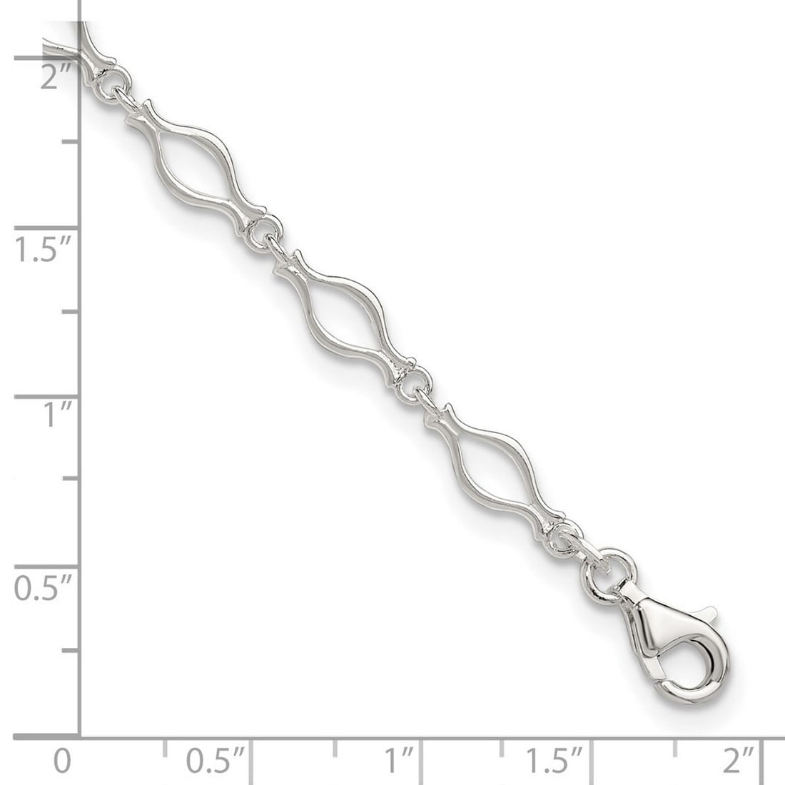 925 Sterling Silver Fancy Lobster Closure Solid Polished Fancy Link Anklet 9 Inch Lobster Claw 6mm Wide Anklet for Women
