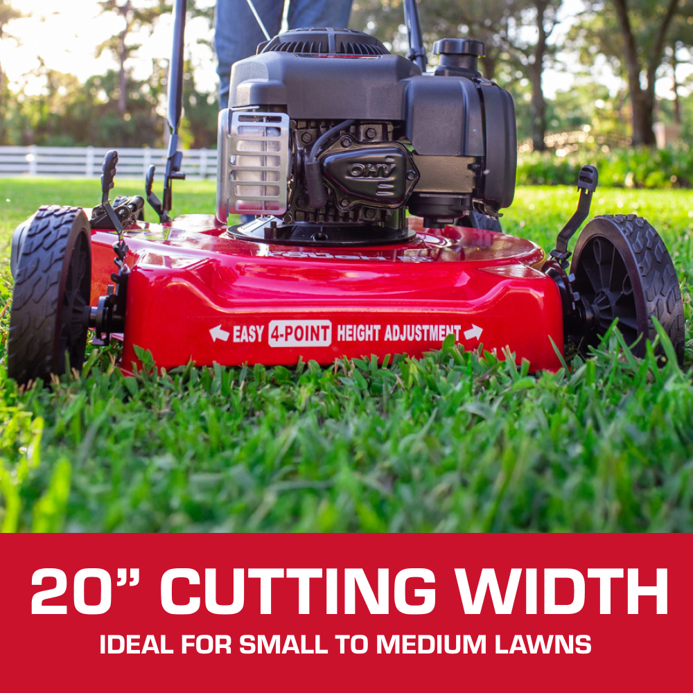 Hyper Tough 20" 125cc Gas Powered Walk-Behind Push Lawn Mower with Briggs & Stratton Engine, Red