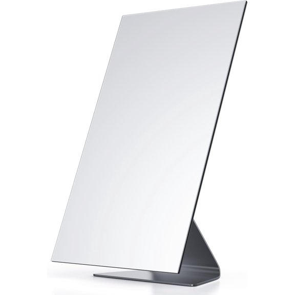 Rectangular Makeup Mirror, 12 Inch Metal Desk Mirror, Table Mirror with Stand, Vanity Mirror for Counter, Bedroom, Bathroom, Dorm