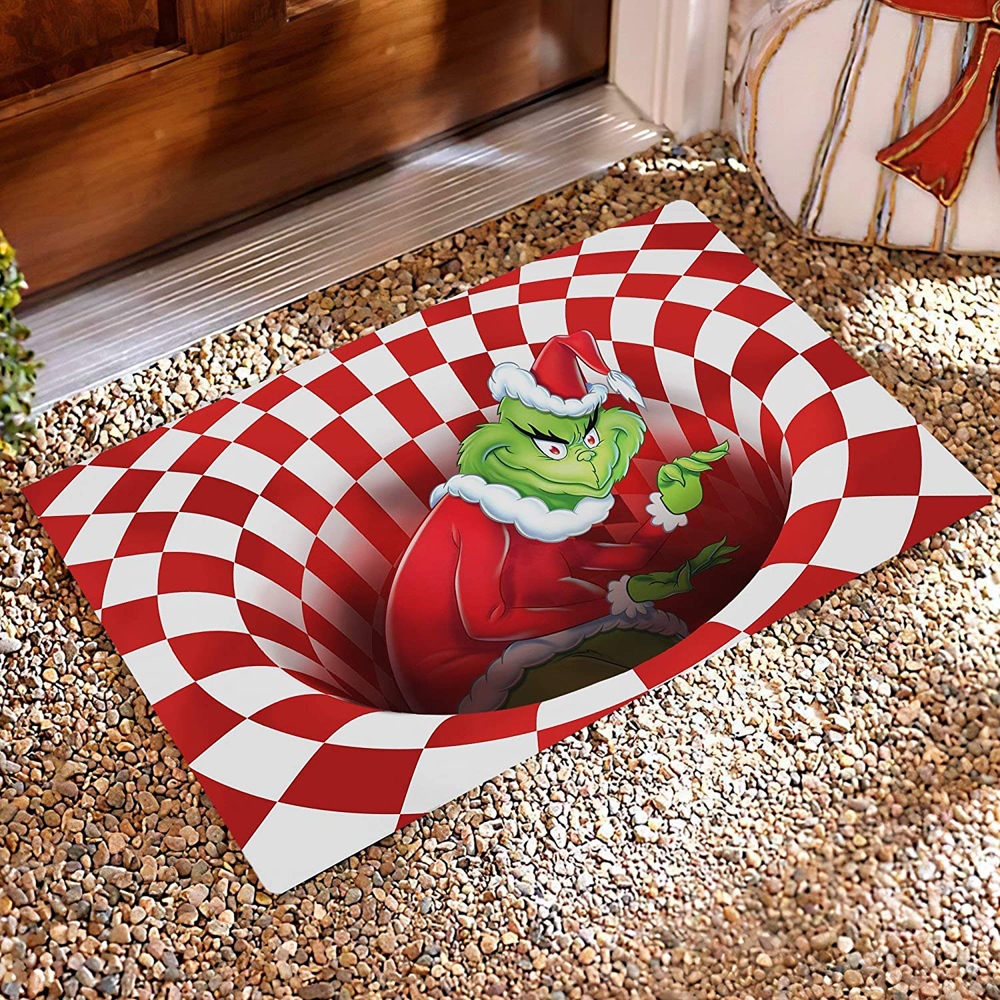 Illusion Doormat, Christmas Decoration NonSlip Doormat, 3D Visual