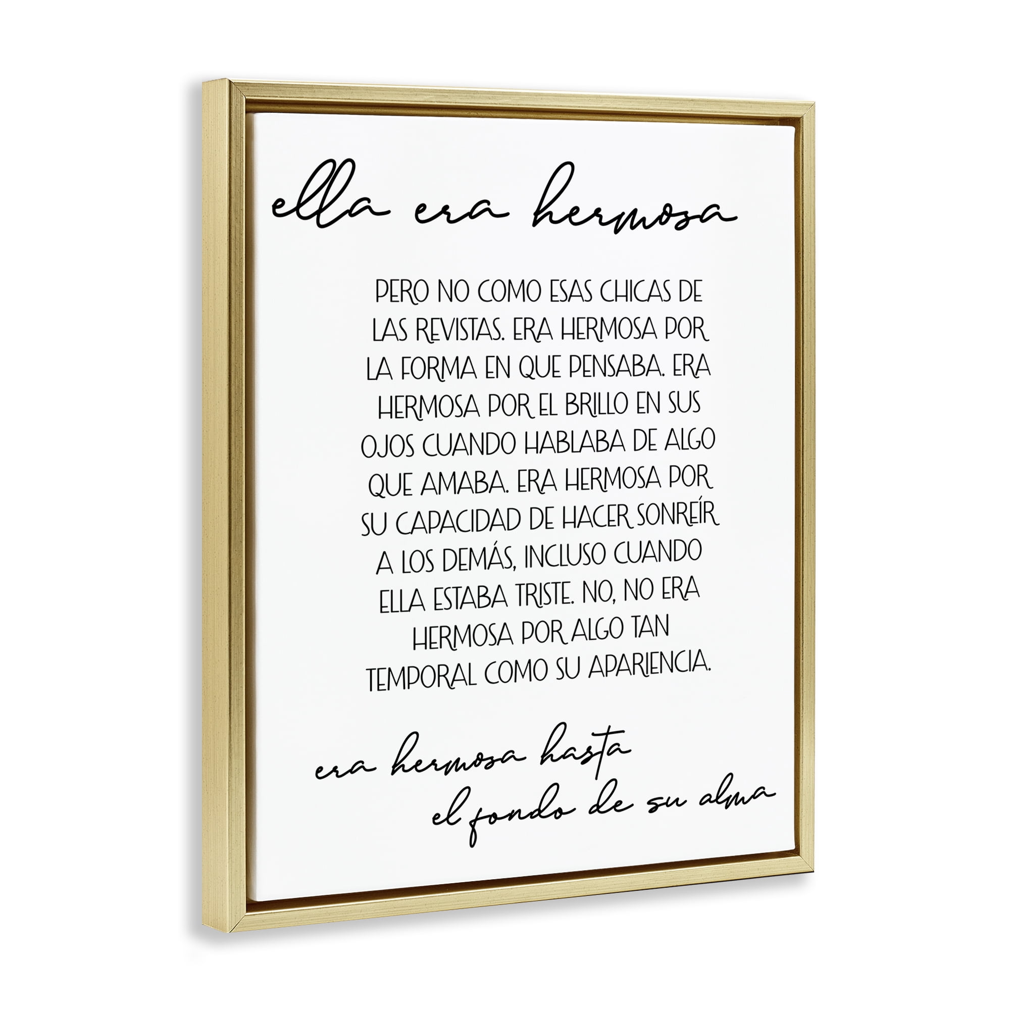 Stupell Industries Ella era Hermosa Inspirational Quotes & Sayings Painting Gold Floater Framed Art Print Wall Art, 25 x 31