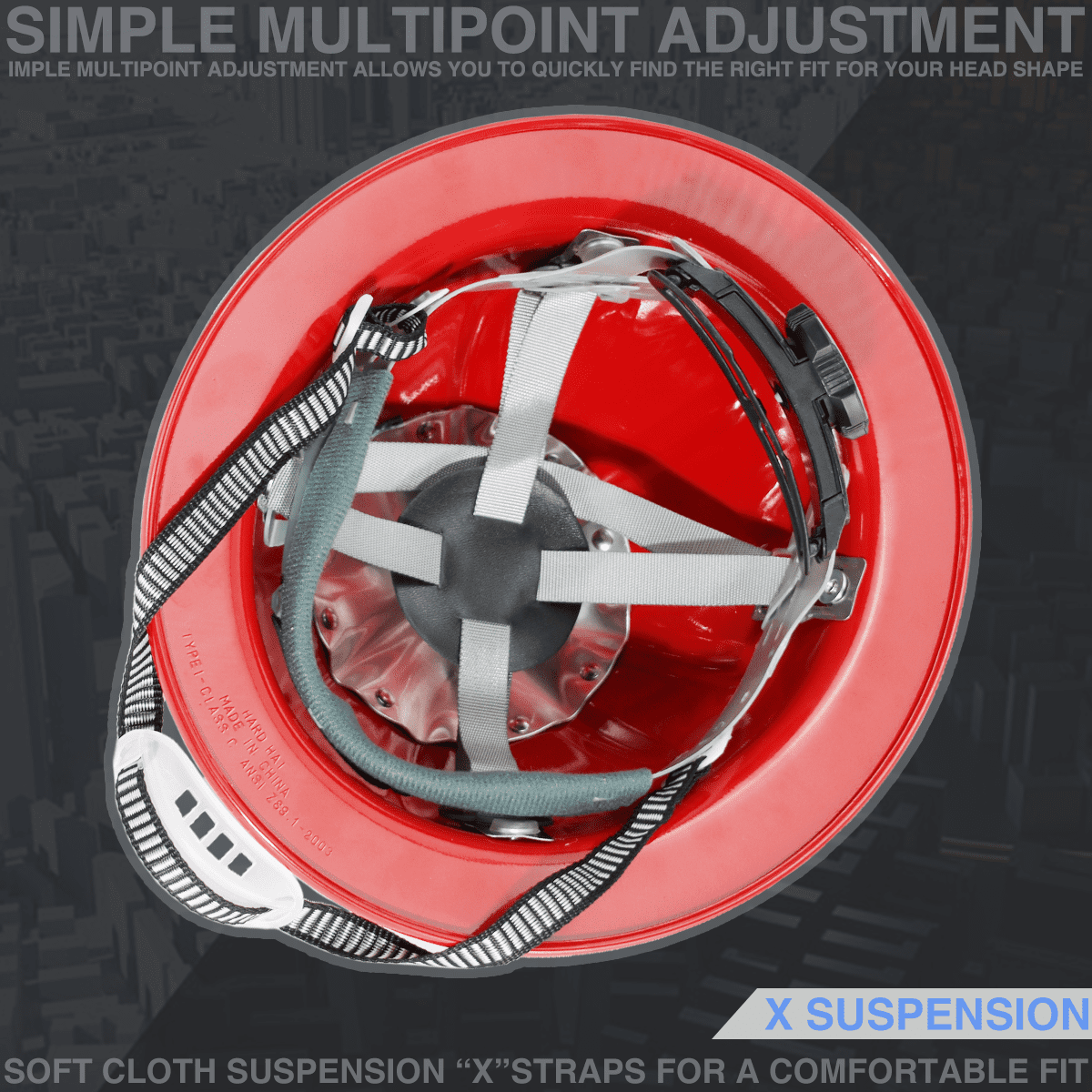 Aluminum Safety Hard Hats Helmet with Ratchet Suspensions Silver Safety Cap One Size Helmet Fits Most(Red)