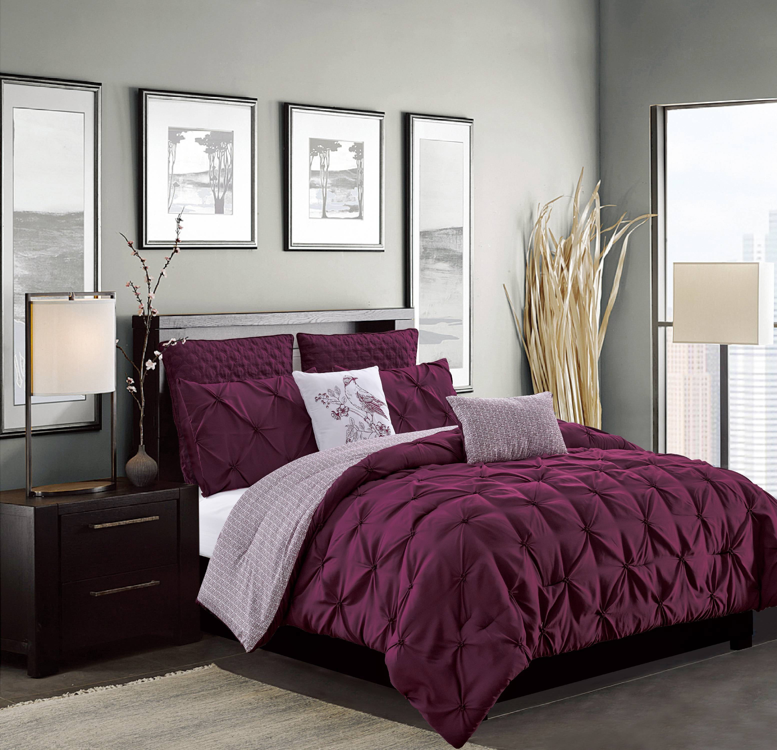 Olympia 7Piece Reversible Comforter Set in Burgundy, Queen Walmart
