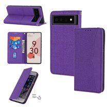 Slim Wallet Folio Flip Case for Google Pixel 7 Pro, TECH CIRCLE Magnetic Closure Kickstand Credit Card Holder Shockproof Anti-Dirty Business Style Case with Hand Strap for Google Pixel 7 Pro, Purple