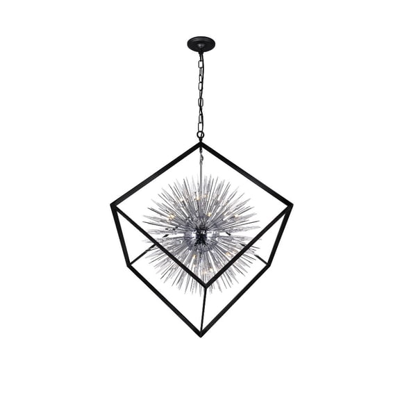 CWI Lighting Starburst 20 Light Contemporary Metal Chandelier in Black
