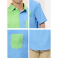 thumbnail image 5 of Lars Amadeus Men's Shirts Short Sleeve Summer Cotton Patchwork Button Down Shirts M Blue Green, 5 of 5