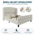 thumbnail image 2 of Queen Bed Frame, Velvet Upholstered Platform Bed Frame with Button Tufted and Nail head Trim Wingback Headboard, Sturdy Wood Slats Support Bed Frame, No Box Spring Needed, 2 of 8