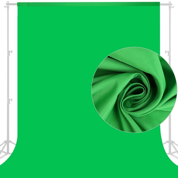 JoJocom 10 X 7 FT Green Screen Backdrop for Photography, Virtual GreenScreen Background Sheet for Zoom Meeting, Cloth Fabric Curtain for Party Decor