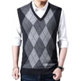 thumbnail image 4 of Men Sweater Vest Knitted Tank Top V Neck Sleeveless Pullover Casual Plaid Top, 4 of 8