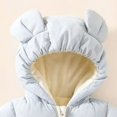 thumbnail image 6 of JFOPQVSM Baby Winter Snowsuit Bear Ear Hooded Padded Romper Fleece Lined Color Block Zipper Jumpsuit Infant Cold Weather Outfit, 6 of 7
