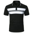 thumbnail image 3 of DDAPJ pyju Polos Shirts for Men Short Sleeve Button Collar Shirts Color Block Striped T Shirt Performance Moisture Wicking Golf Shirt Black M, 3 of 9