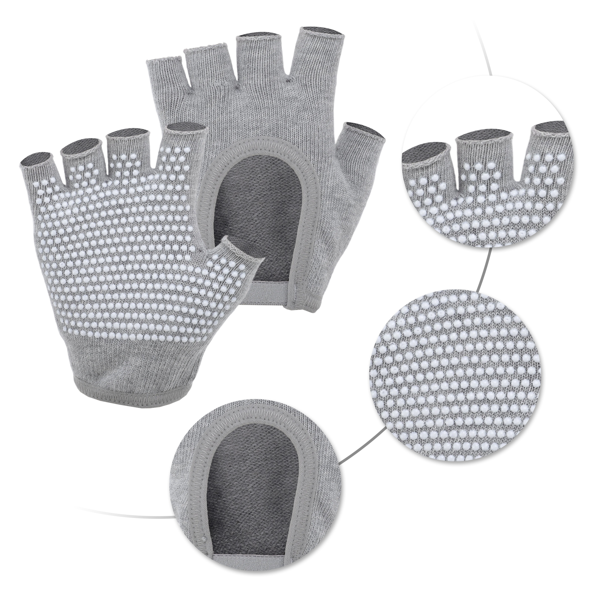 Unique Bargains Fingerless Yoga Gloves Designed One Size 1Pair Gray