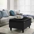 thumbnail image 3 of Simpli Home Harrison 34" Transitional Rectangle Coffee Table Ottoman in Black Faux Leather, 3 of 8