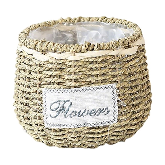 Handmade Rattan Woven Flower Pot, Decorative Wicker Planter Basket for Green Plants, Succulents, and Home Decor