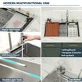 thumbnail image 6 of Logmey Stainless Steel Workstation Kitchen Sink 33x22 Drop In Topmount Kitchen Sink Watetfall Sink with Faucet Combo, Cup Washer, Gift, 6 of 11