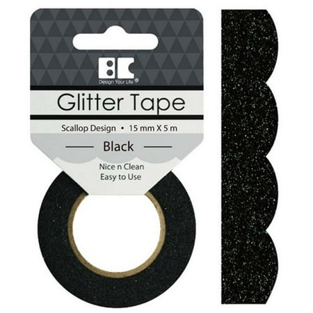 Best Creation Scallop Design Black Glitter Tape, 10 Piece Per (Best Tape For Blisters)