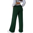 thumbnail image 5 of QLEICOM Womens Slacks Women's Wrinkle Free Relaxed Fit Straight Leg Pants Loose Wide Leg Pants High Waist Straight Pants Pants Work Cargo Casual Pants Wide Leg Pants Relaxed Fit Trousers Green XL, 5 of 5