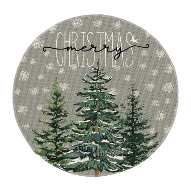 Decoraciones de Mesa de Navidad 35.5x35.5x0.5cm Navidad Muñeco de Nieve Alfombras Redondas Decoración de Mesa de Cocina Alfombras Aisladas Alfombras de Mantel
