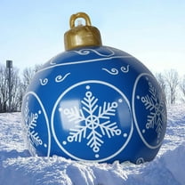 23.6" Large Inflatable Christmas Balls, PVC Decorated Christmas Ball with Snowflake, Outdoor Xmas Inflatable Ball Decoration for Holiday Yard Tree Front Door Garden Patio Decor