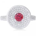 thumbnail image 2 of Cercle de Micro Set Zircon Cubique avec Pierre Centrale Rouge Cz Bague en Argent, 2 of 2