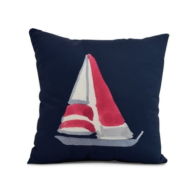 Simply Daisy, 18 x 18 inch, Sail Away, Geometric Print Pillow, Navy